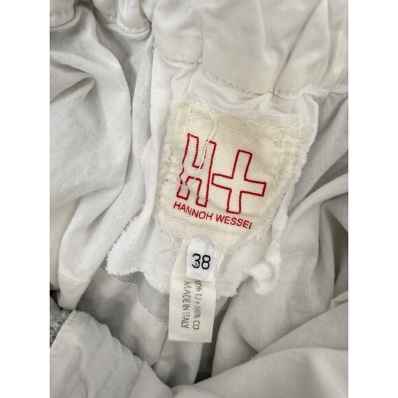 Hannoh Wessel Petronilla Pants Trousers Sz 38  Wide Leg Raw Edge Checkered Linen - Picture 9 of 15